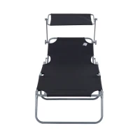 Outsunny Scaun Pliabil Reclinabil cu Paravan Parasolar in Tesatura Oxford, Negru(m-9)