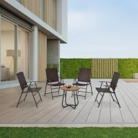 Outsunny Set 4 Bucati Scaune Pliante de Gradina din Ratan si Otel Maro(m-2)