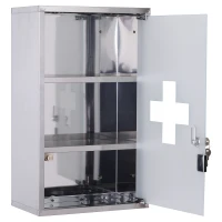 HOMCOM dulapior medicamente din inox, 50x30x18cm, argintiu(m-13)