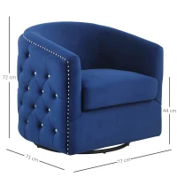 Homcom Fotoliu in Stil Chestefield cu Cristale Rotative Albastru(m-3)