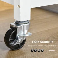 HOMCOM Carucior de bucatarie din lemn, de dimensiuni reduse 4 roti 2 sertare blat alb(m-6)