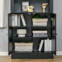 Bufet Bucatarie din Lemn HOMCOM cu Etajere si Dulapior 2 Usi cu Polite Reglabile, 74,6x35,5x182,5cm(m-9)