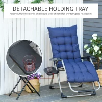 Outsunny Sezlong de Gradina cu Spatar Pliabil si Cadru din Metal, Albastru 90x 65x110cm(m-6)