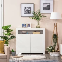 HOMCOM Dulapior cu Economisire Spatiu Multifunctional pentru Hol din Lemn Alb Lumini LED(m-2)