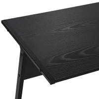 HOMCOM Birou in colt din Lemn cu cadru in Metal, Negru, 112.5 x 152 x 74cm(m-9)