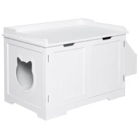 PawHut Dulap Litiera Pisici 2 Usi Laterale de Depozitare 88,5x48x51,5cm Alb(m-1)