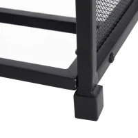 HOMCOM Suport pentru Lemne de Interior si Exterior din Metal cu Manere si 4 Unelte pentru Semineu Incluse - Negru(m-8)