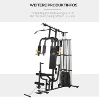 HOMCOM Statie de fitness Multifunctionala pentru Sala si Casa, din Otel 150x110x210cm Negru(m-4)
