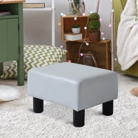Taburet dreptunghiular HOMCOM captusit si imbracat in piele artificiala alba(m-2)