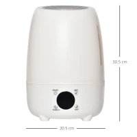 HOMCOM Umidificator Ultrasunete pentru per Spaţii de 4.8L pentru Casa sau Birou Alb(m-3)