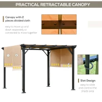 Outsunny Pergola Foisor de Gradina in Otel cu perdea reglabila 305x305x220cm(m-5)