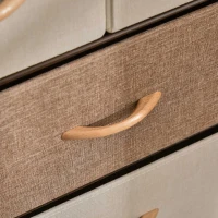 HOMCOM Comoda cu 5 sertare pliabile din material textil Raft din MDF 58x29x99cm(m-9)