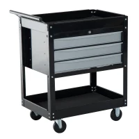 HOMCOM Caucior pentru Atelier Profesional Comoda pentru Scule in Lamiera, Nero, 68x46x88cm(m-15)