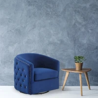 Homcom Fotoliu in Stil Chestefield cu Cristale Rotative Albastru(m-2)