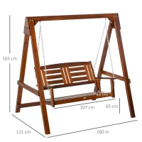 Outsunny Balansoar de Gradina din Lemn 2 Locuri si Lanturi din Metal Culoare Tec(m-3)