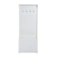 HomCom Mobilier pentru Hol Cu Bancă și compartiment Depozitare și Cuier, din Lemn, Alb(m-4)