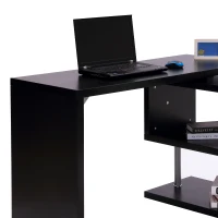HOMCOM Birou pe colt pentru Computer cu Rafturi in Lemn, Negru, 120x106x75cm(m-8)