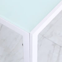 HOMCOM Masă Dreptunghiulară pentru 4 Persoane din Metal și Sticlă Securizată, 120x60x75 cm, Alb(m-6)