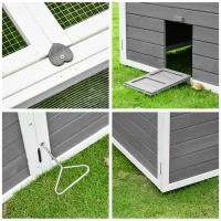 PawHut Cusca pentru iepuri de Exterior Cusca pentru 2-4 iepuri, din Lemn Gri 180x180x60cm(m-8)