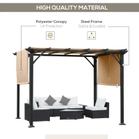 Outsunny Pergola Foisor de Gradina in Otel cu perdea reglabila 305x305x220cm(m-4)