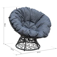 Outsunny Fotoliu Papasan Rotativ cu Confort Mare și Pernă Inclusă, Ideal pentru Grădină, Terasă sau Balcon(m-3)