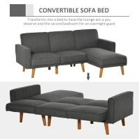 HOMCOM Canapea Extensibila pe Colt cu 3 Locuri din Tesatura Gri Lounge Reversibil(m-4)