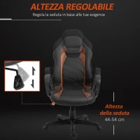 Vinsetto Scaun Ergonomic pentru Jucatori Gaming sau Birou Reglabil din Piele Maro si Neagra 62.5x69x109-119cm(m-6)