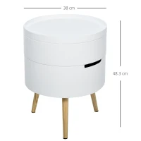 HOMCOM masuta de cafea rotunda, Φ38 x 48,3cm, lemn, alb(m-3)