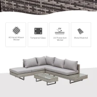 Outsunny Set Mobilier canapele si masuta pentru Gradina din Ratan Gri(m-4)