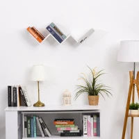 HOMCOM Biblioteca de Perete in Forma de V din Lemn pentru Casa si Birou 80.6 x 16 x 15.2cm(m-2)