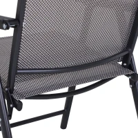 Outsunny Set de 2 Scaune Pliabile pentru Exterior din Otel si Textilene Gri si Negru(m-10)