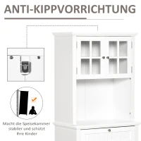 HOMCOM hoge kast keukenkast dressoir vitrinekast commode met lade glazen deuren veel opbergruimte voor keuken woonkamer MDF wit 68,6 x 40 x 164 cm(m-4)