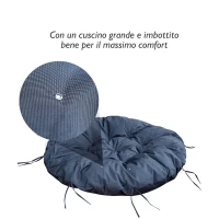 Outsunny Fotoliu Papasan Rotativ cu Confort Mare și Pernă Inclusă, Ideal pentru Grădină, Terasă sau Balcon(m-5)