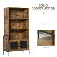 HOMCOM Biblioteca Design Industrial cu 3 Etajere si Dulapior din Lemn si Metal(m-7)