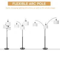 HOMCOM Lampa de Podea cu 3 Lumini si Brate Flexibile Baza din Marmura Inaltime 205cm(m-4)