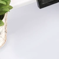 HOMCOM Birou pentru camera birou din metal alb si sticla securizata(m-8)