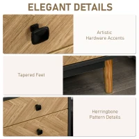 HOMCOM Noptiera din Lemn cu 5 Sertare, Picioare Ridicate din Pin, Gri Inchis(m-7)