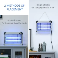 Outsunny Lampa pentru Insecte Electrica 20W pentru Exterior si Interior de 60m² Argintie(m-4)