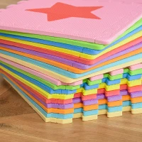 HOMCOM Covor puzzle 36 bucati cu margini si forme colorate din EVA antiderapanta(m-9)