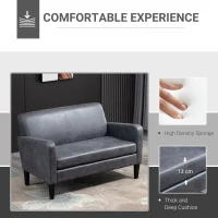 HomCom canapea textila 2 locuri, 122x72x74 cm, gri(m-5)