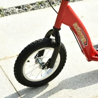 HOMCOM Trotineta cu Ghidon Reglabil, Roti Mari Frana si Cadru din Otel Rosu(m-10)