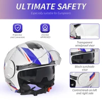 HOMCOM Casca Motocicleta Viziera Exterioara si Parasolar Certificat ECE R22 Masura S(m-5)