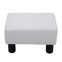 Taburet dreptunghiular HOMCOM captusit si imbracat in piele artificiala alba(m-4)