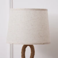 HOMCOM Lampa de Masa Stil Marinaresc din Franghie si Tesatura, Cuplare E27 Ф30x56cm(m-9)
