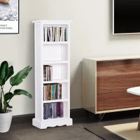 HomCom Mobilier Biblioteca 5 Rafturi din Lemn Elegant pentru Casa si Birou Alb 30x17x90cm(m-2)