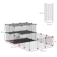 Pawhut tarc Modular Iepuri – 175×105×70 cm, Metal cu Accesorii(m-3)