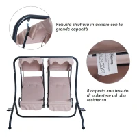 Outsunny leagan de gradina 2 locuri, 170×136 × 170cm, bej(m-4)