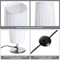 Homcom Lampada da Terra in Acciaio, Bianco, 15x15x120cm(m-8)