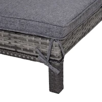 Outsunny Set Sezlong cu 2 locuri in PE Ratan cu Saltea captusita, Gri 195 x 120 x 28 cm(m-10)