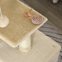 PawHut Centru de activitati cu spatiu pentru zgariat si culcus pentru pisici minge sfoara din sisal plus din lemn bej(m-11)